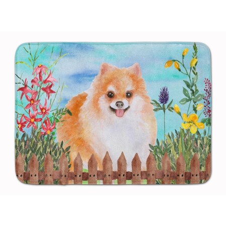 Carolines Treasures Pomeranian No. 2 Spring Machine Washable Memory Foam Mat CK1278RUG